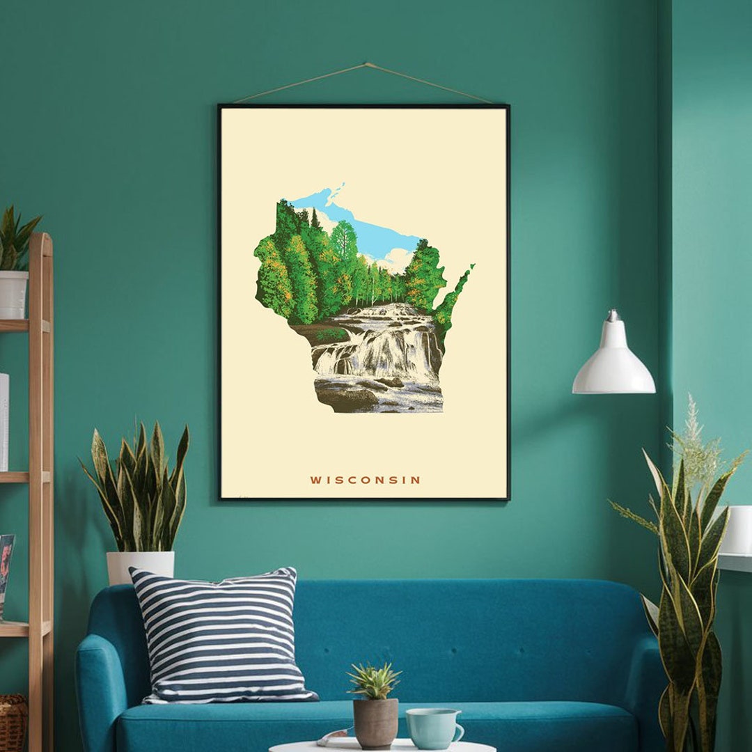 Exploring Wicosin Navigating the Map Poster Retro Vintage No Frame ...