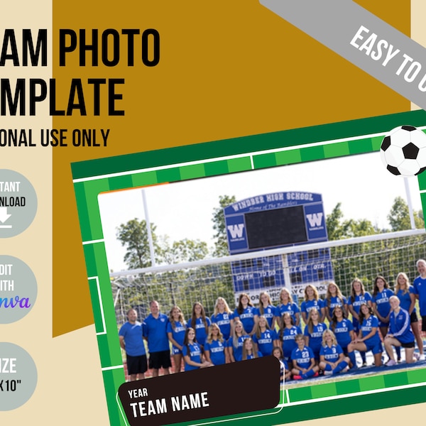 Custom Soccer Team Photo Template; Youth Soccer; Make Your Own; Team photo Frame; Build Your Own; Customizable End of Season Gift