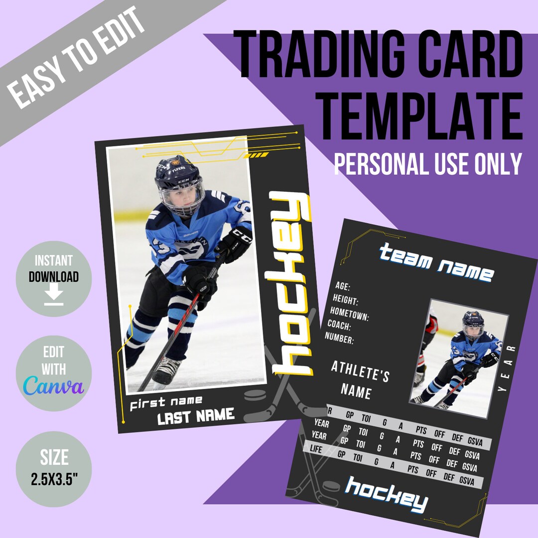 Techno Hockey Card Template, Trading Card Template, Unique Design