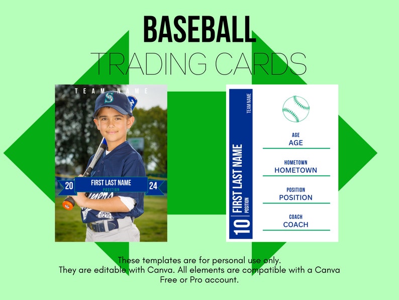 Custom Baseball Card Template, Trading Card Template, Unique Design
