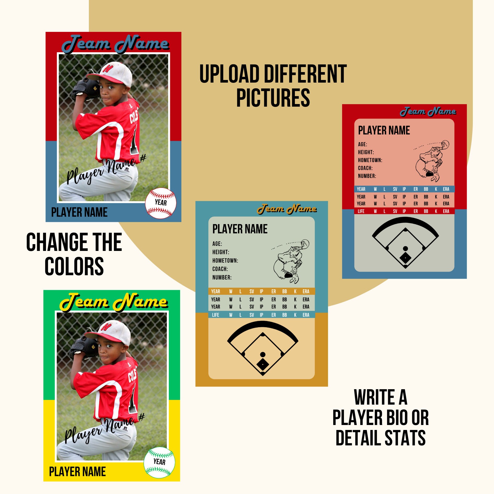 Retro Baseball Card Template, Trading Card Template, Unique Design