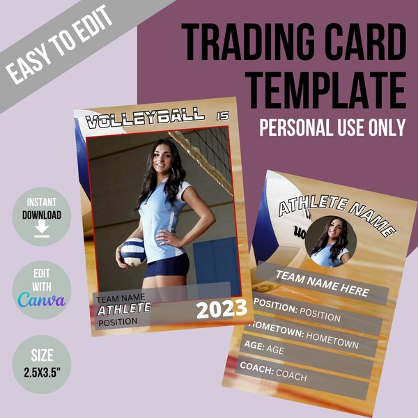 Volleyball Rookie Card Trading Card Template Svg - Etsy