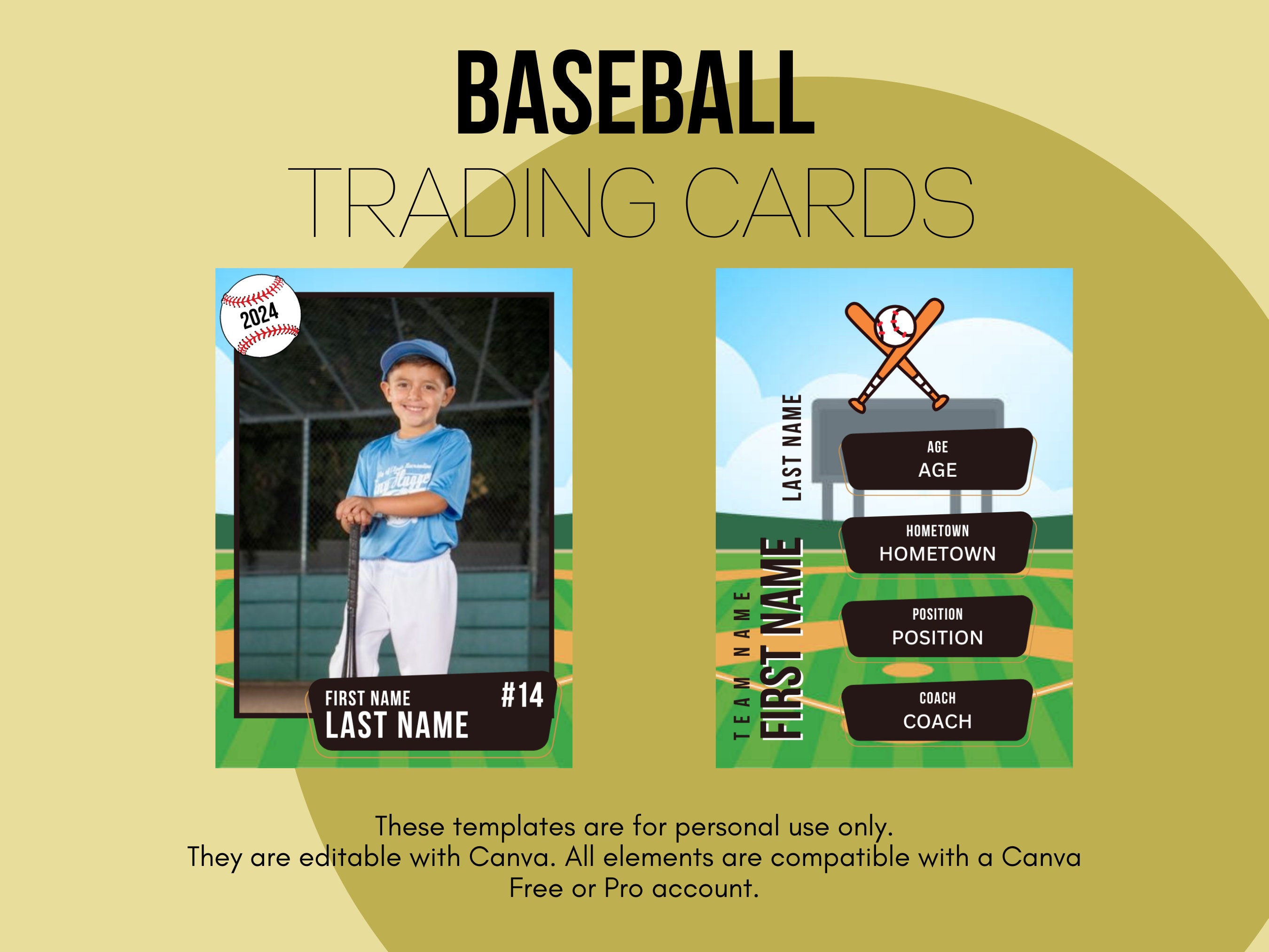 Baseball Card Template, Trading Card Template, Unique Design, Fully ...