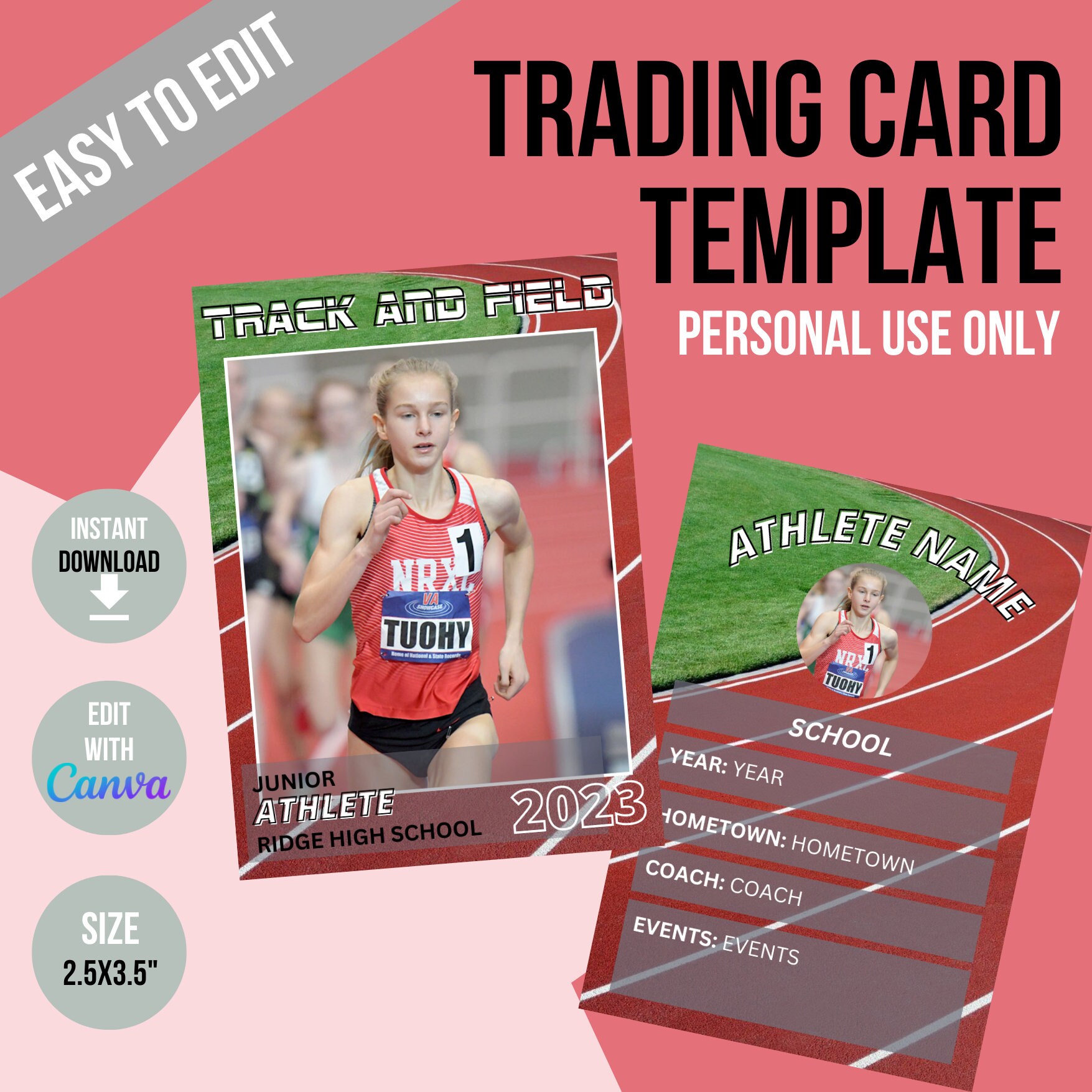 Custom Track and Field Trading Card Template Make Your Own Trading Card