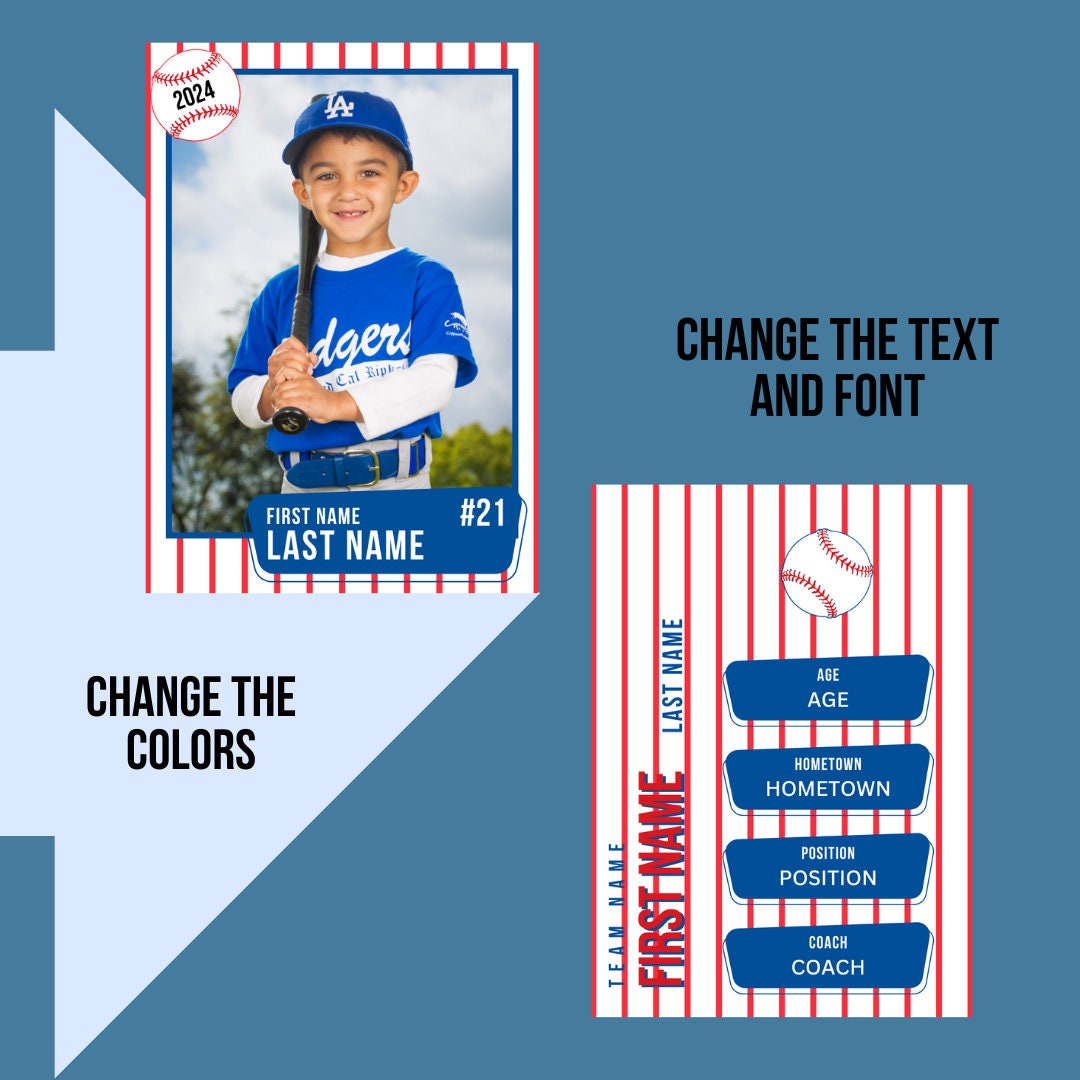 Pinstripe Baseball Card Template, Trading Card Template, Unique Design