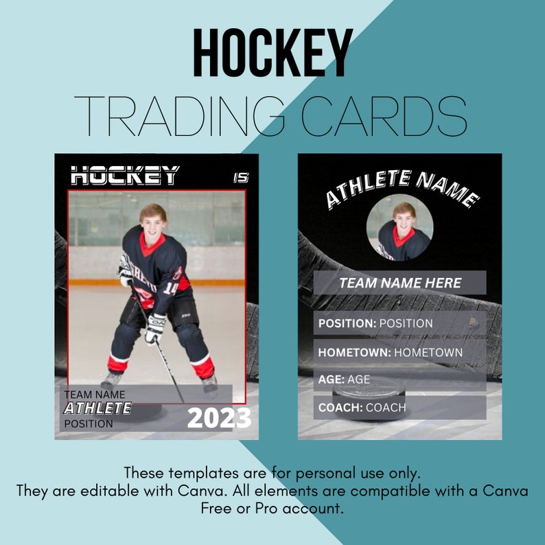 Custom Hockey Trading Card Template Youth Hockey Make Your Own Trading