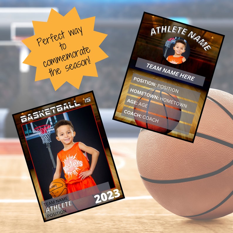 Custom Basketball Trading Card Template Youth Basketball Etsy