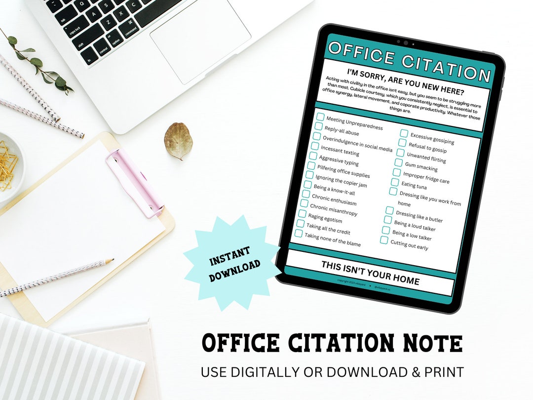 Office Citation Printable Notepad Digital Instant Download PDF - Etsy