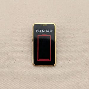 1% energi Smartphone Emalj Pin - Mental hälsa Låg batterinivå Pin