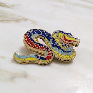 Black Mamba Snake Enamel Pin 1&quot; Tall