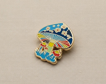 Magic Mushroom Psychedelic Enamel Pin 1" Tall