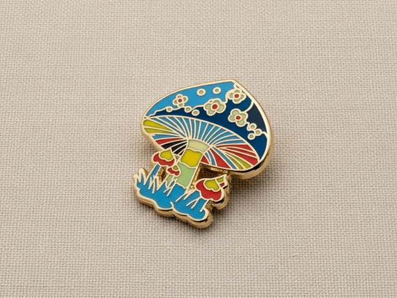 Magic Mushroom Psychedelic Enamel Pin 1" Tall