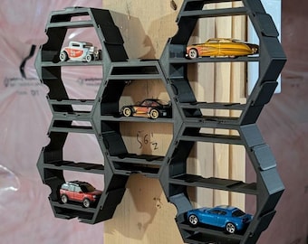 Modular Hexagon Hot Wheels Display Shelf: 5-Piece Diecast Car Organizer