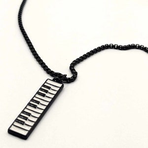 Black and White Keyboard Necklace, Piano Pendant Necklace, Piano Keyboard Earrings, Black and White Jewelry, Musician Jewelry