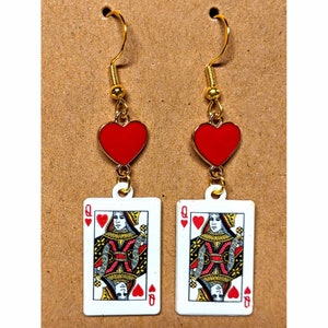 Orecchini Regina di Cuori, Orecchini Rossi, Orecchini Importanti, Gioielli Regina, Collane Carte da Gioco, Carte da Gioco Regina