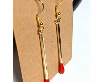 Gold Matchstick Earrings, Large
