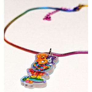 Lisa Frank Inspirierte Acryl Anhänger Halskette, Selbstgemacht Schmuck, Regenbogen Schmuck, 80er Jahre Schmuck, 90er Jahre Schmuck, Regenbogen Halskette, Acryl Anhänger