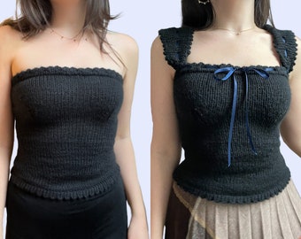 Thine Own • knitting pattern pdf for made-to-measure tube top / tank top • coquette style knit