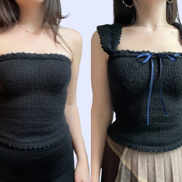 Thine Own • knitting pattern pdf for made-to-measure tube top / tank top • coquette style knit