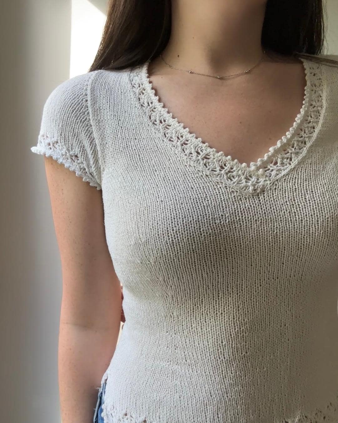 【AMERI VINTAGE】UND LACE KNIT LINE TOP Ameri（アメリ）の「UND LACE KNIT LINE TOP（ニット/セーター