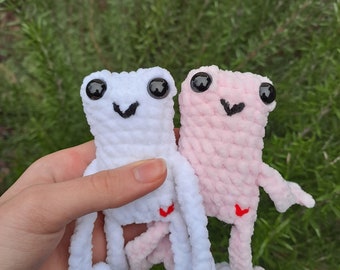 fluffy crochet valentines day leggy frog plush