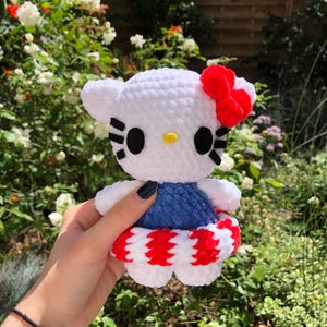 fluffy crochet summer cat plush