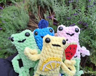 fluffy crochet leggy frog plush