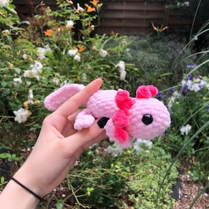 fluffy crochet axolotl plush