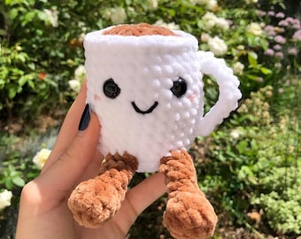 fluffy crochet coffee mug plush