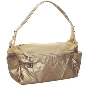CHANEL Gold Quilted Canvas Paris Biarritz Tote Bag