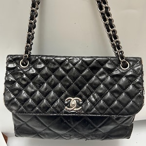 CHANEL In the Business Flap Black Caviar Quilted Calfskin Shoulder or Handbag- Authenticity Card