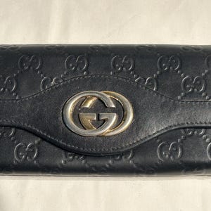 GUCCI Guccissima Embossed Signature Icon Continental Wallet w GG interlocking Emblem