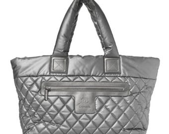 CHANEL Large Coco Cocoon Tote Silver Grey