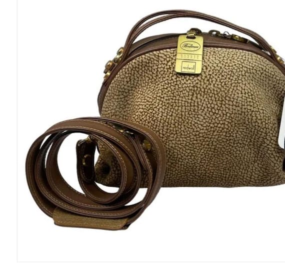 Borbonese Redwall Suede Textured Brown Dual Handle Crossbody