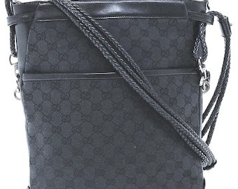 GUCCI GG Black Monogram Tote Bag with Gold Features 12 x 14 x 4.5"