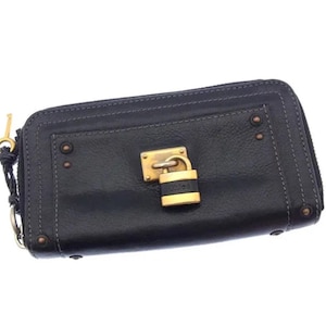 Chloe Paddington Zippy Black Leather Wallet With Padlock and Key 