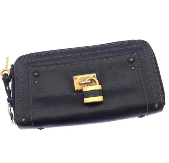 Chloe クロエ パディントン 二つ折り財布 レザー ブラック 南京錠 鍵 Chloe クロエ パディントン 二つ折り財布 レザー ブラック