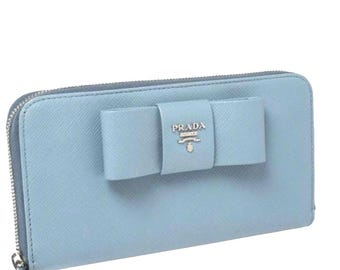 プラダ サフィアーノレザー ロングウォレット - ブルー ジップ