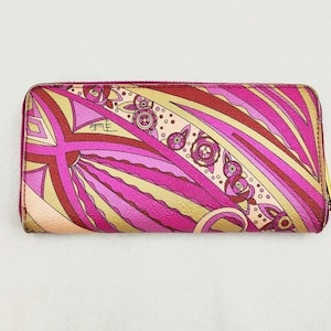 PUCCI Pink Pattern Classic Print Zip Around Clutch Wallet