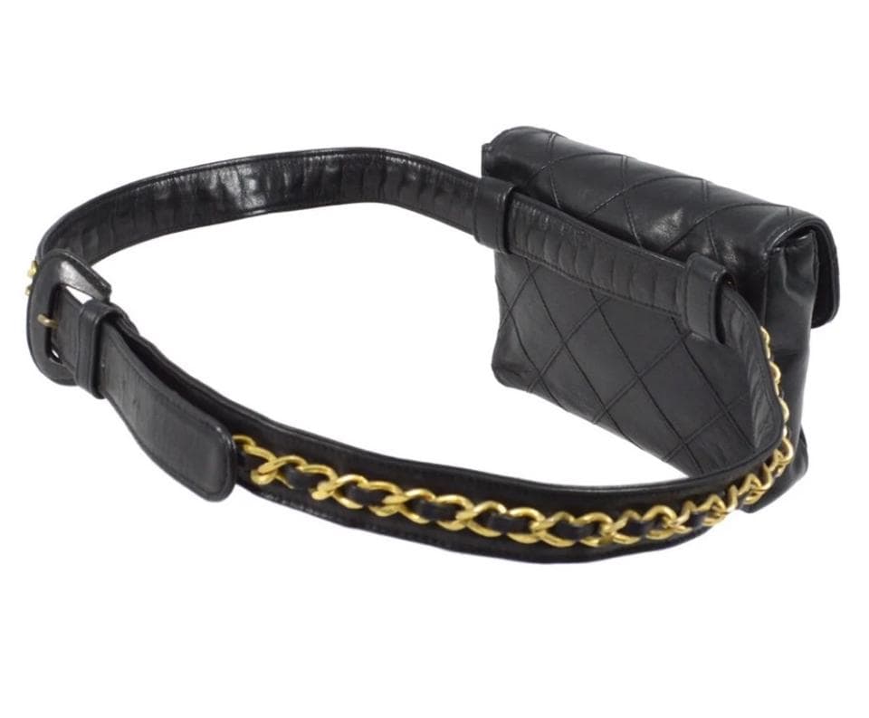 Chanel Black Lambskin Belt Bag/ Waist Bag/fanny Pack With