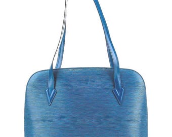 LOUIS VUITTON Blå Epi Läder Tussac Tote Handväska