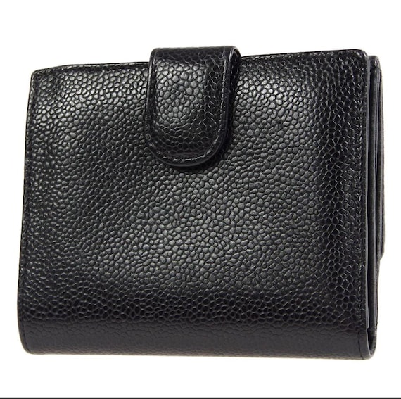 CHANEL Black Caviar Bifold Brieftasche mit Münzbörse und