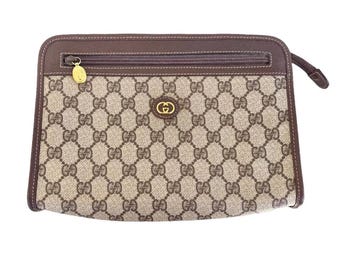 GUCCI GG Monogram Brown Large Clutch or Cosmetic Bag