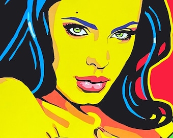 Angelina Jolie Pop Art Print: Hand-Drawn Hollywood Icon (12x18)