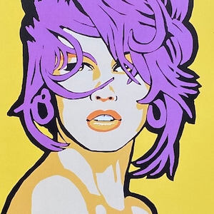 CLAUDIA SCHIFFER  PURPLE art print, art, pop art, fashion, vogue, 90s, supermodel, gift, retro, home, decor