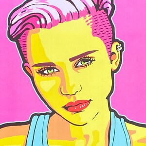 Miley Cyrus Pop Art Print: Glossy Card Stock (12x18)