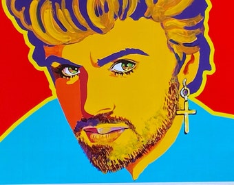 Impresión de arte pop de George Michael: Decoración de moda de los años 80 y 90 (30,5 x 35,5 cm)