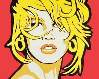 Impresión de arte pop de Claudia Schiffer: decoración de moda de supermodelo de los 90