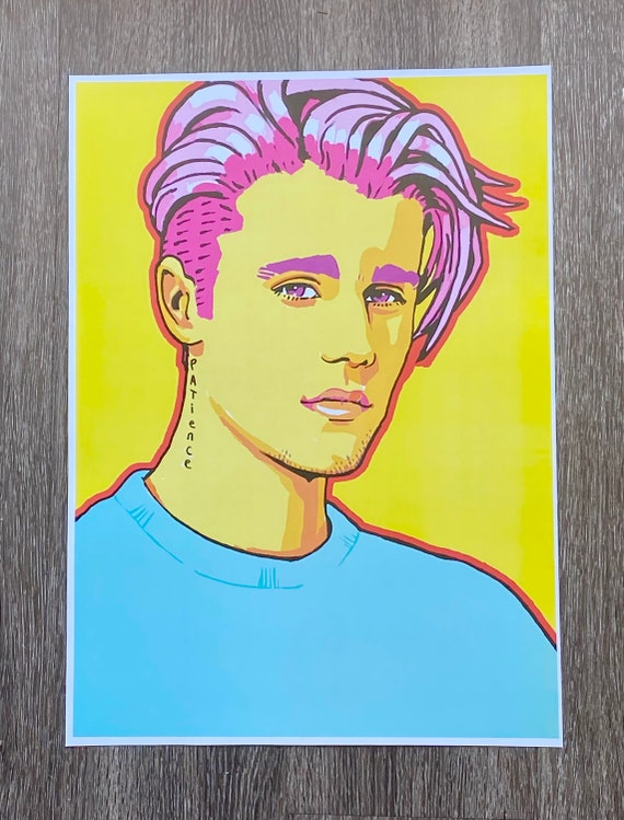 ジャスティンビーバー　絵　アート　ハンドメイド Justin Bieber Pop Art Print: Hand-drawn Portrait (12x18) - Etsy