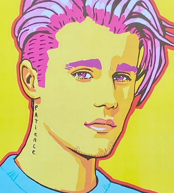 ジャスティンビーバー　絵　アート　ハンドメイド Justin Bieber Pop Art Print: Hand-drawn Portrait (12x18) - Etsy